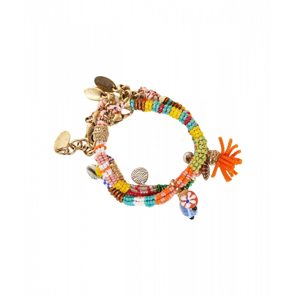 Set bracciali con perline e charm multicolore