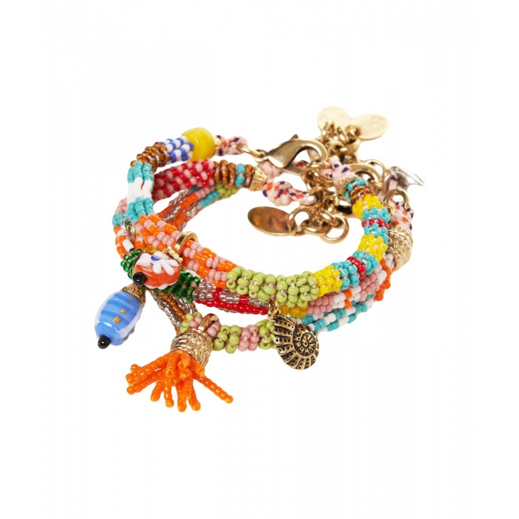 Set bracciali con perline e charm multicolore