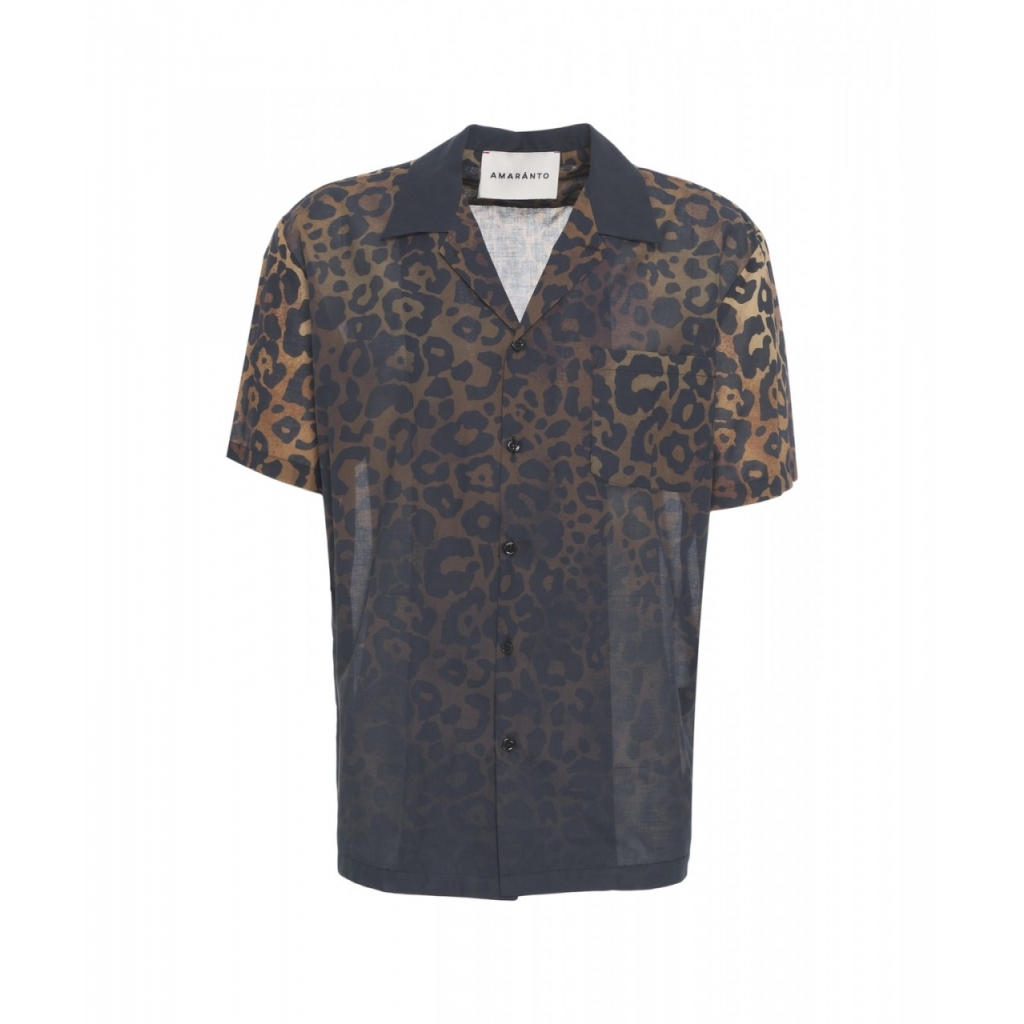 Camicia con stampa animalier nero