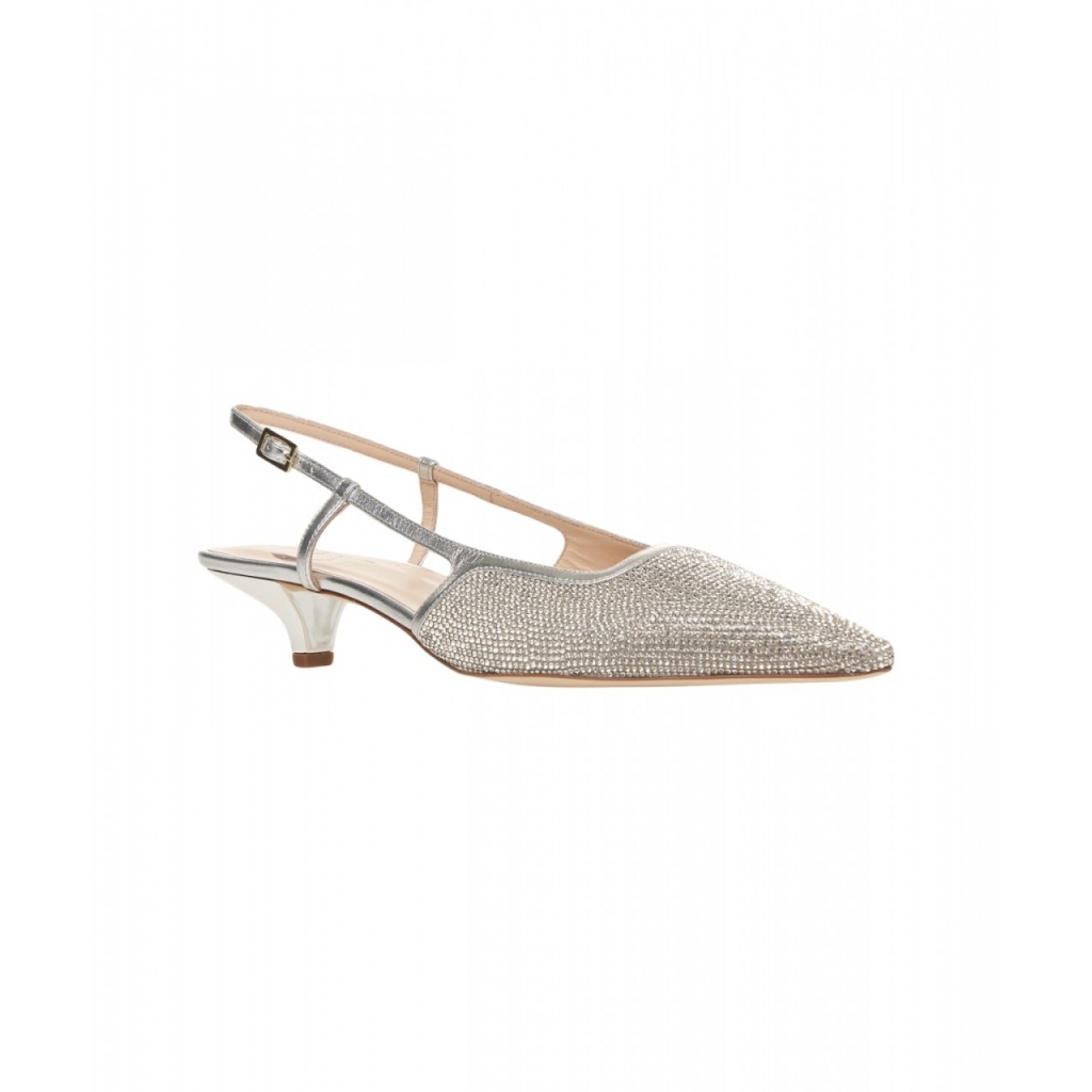 Slingback con strass argento