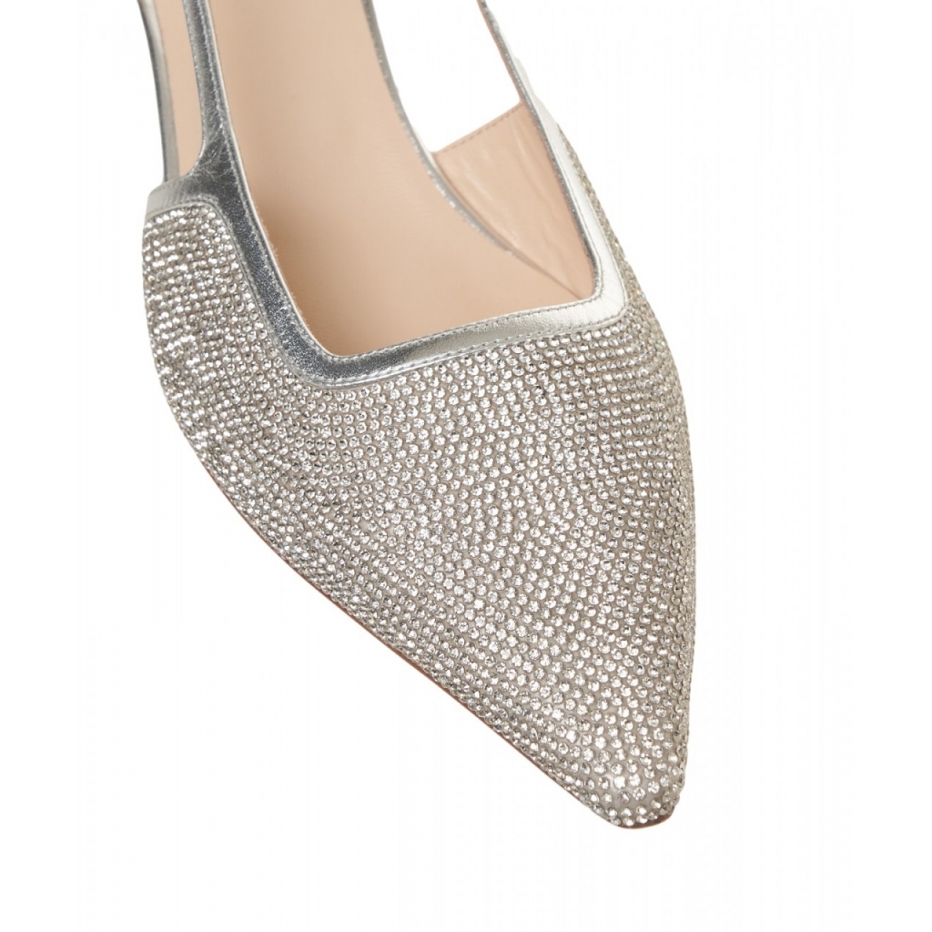 Slingback con strass argento