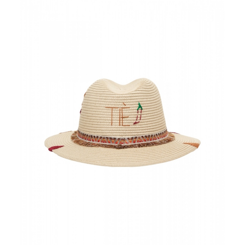 Cappello con ricami beige