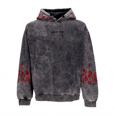 felpa cappuccio uomo embroidered flames hoodie GREY/RED