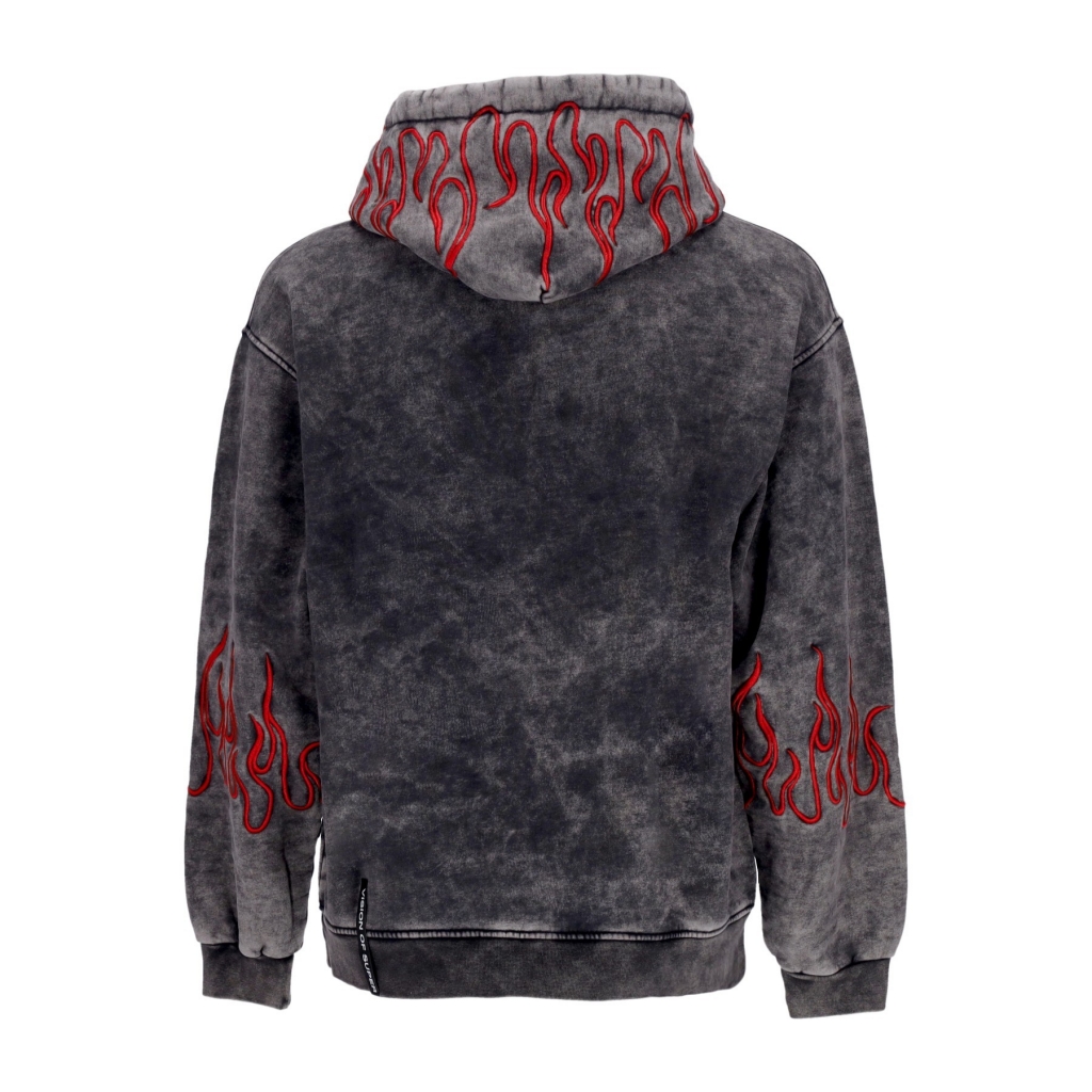 felpa cappuccio uomo embroidered flames hoodie GREY/RED