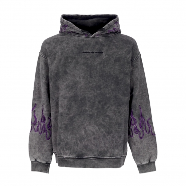 felpa cappuccio uomo embroidered flames hoodie GREY/PURPLE