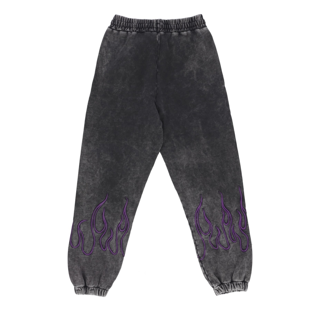 pantalone tuta felpato uomo embroidered flames pants GREY/PURPLE