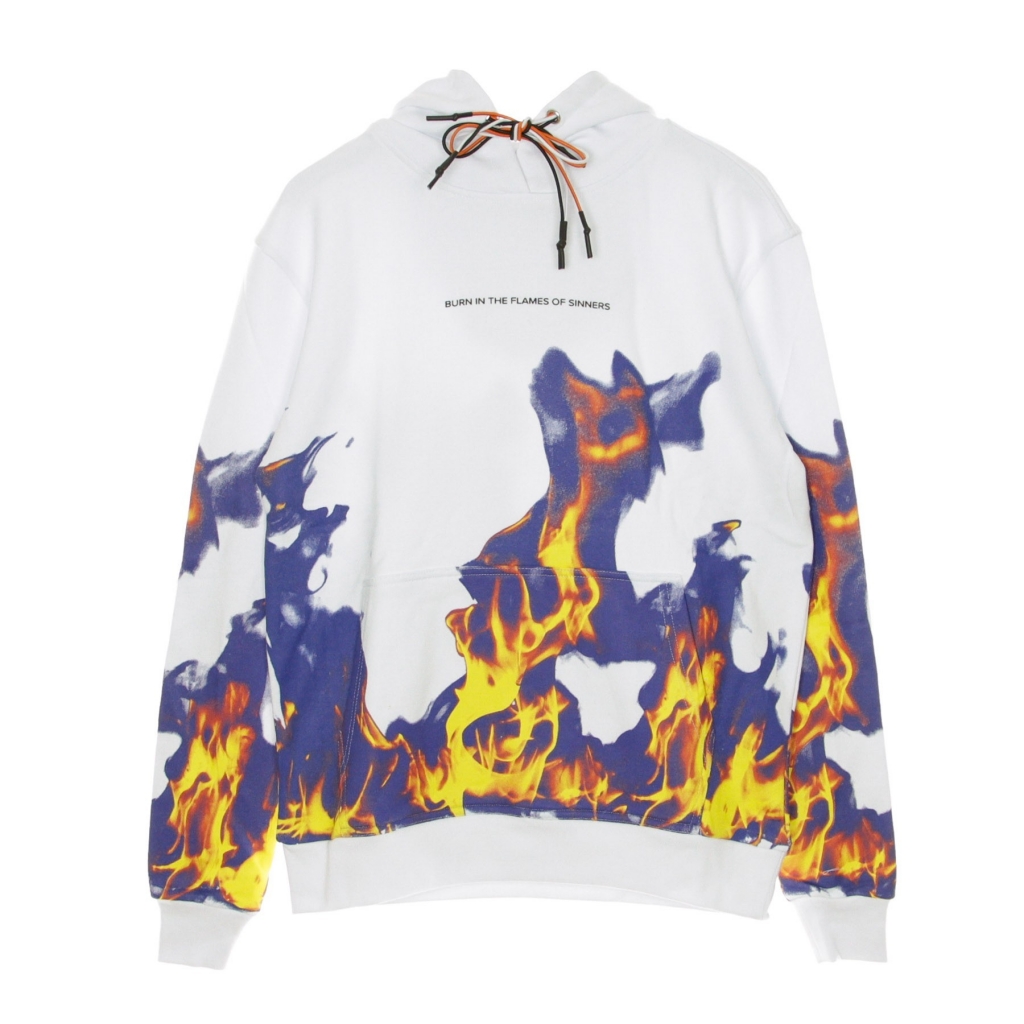 felpa leggera cappuccio uomo multi flames WHITE