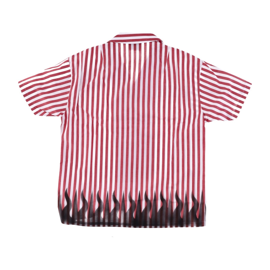 camicia manica corta uomo striped bowling shirt WHITE/RED