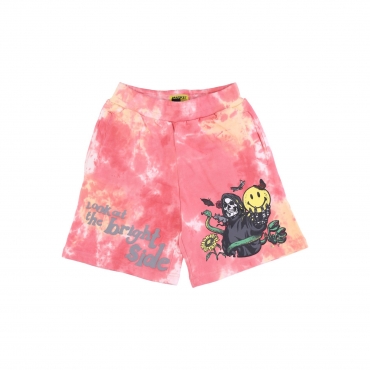 pantalone corto tuta felpato uomo look at the bright side sweatshorts x smiley PINK TIE DYE