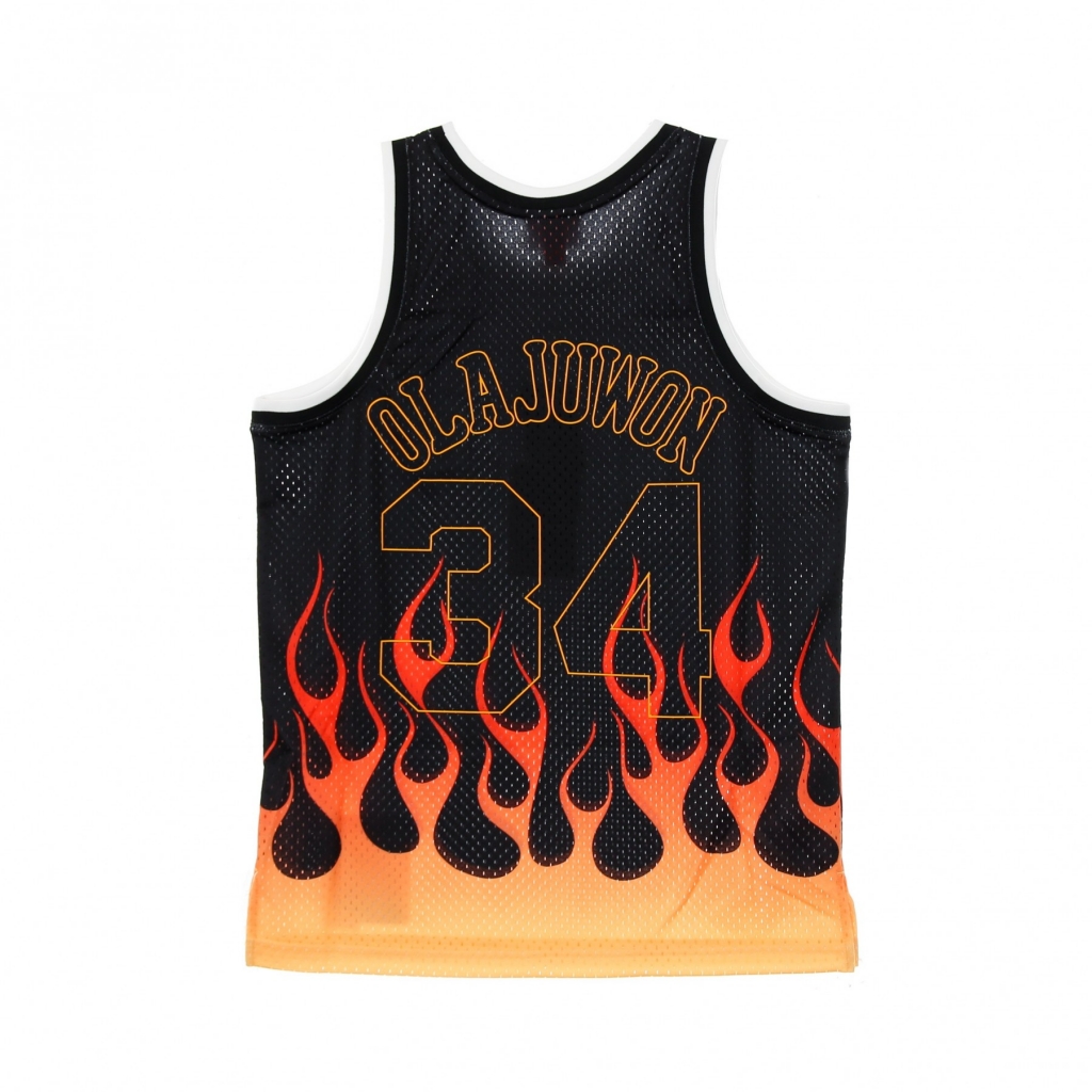 canotta basket uomo nba swingman jersey flames hardwood classics n34 hakeem olajuwon 1993-94 houroc BLACK/BLACK/MULTI COLOR