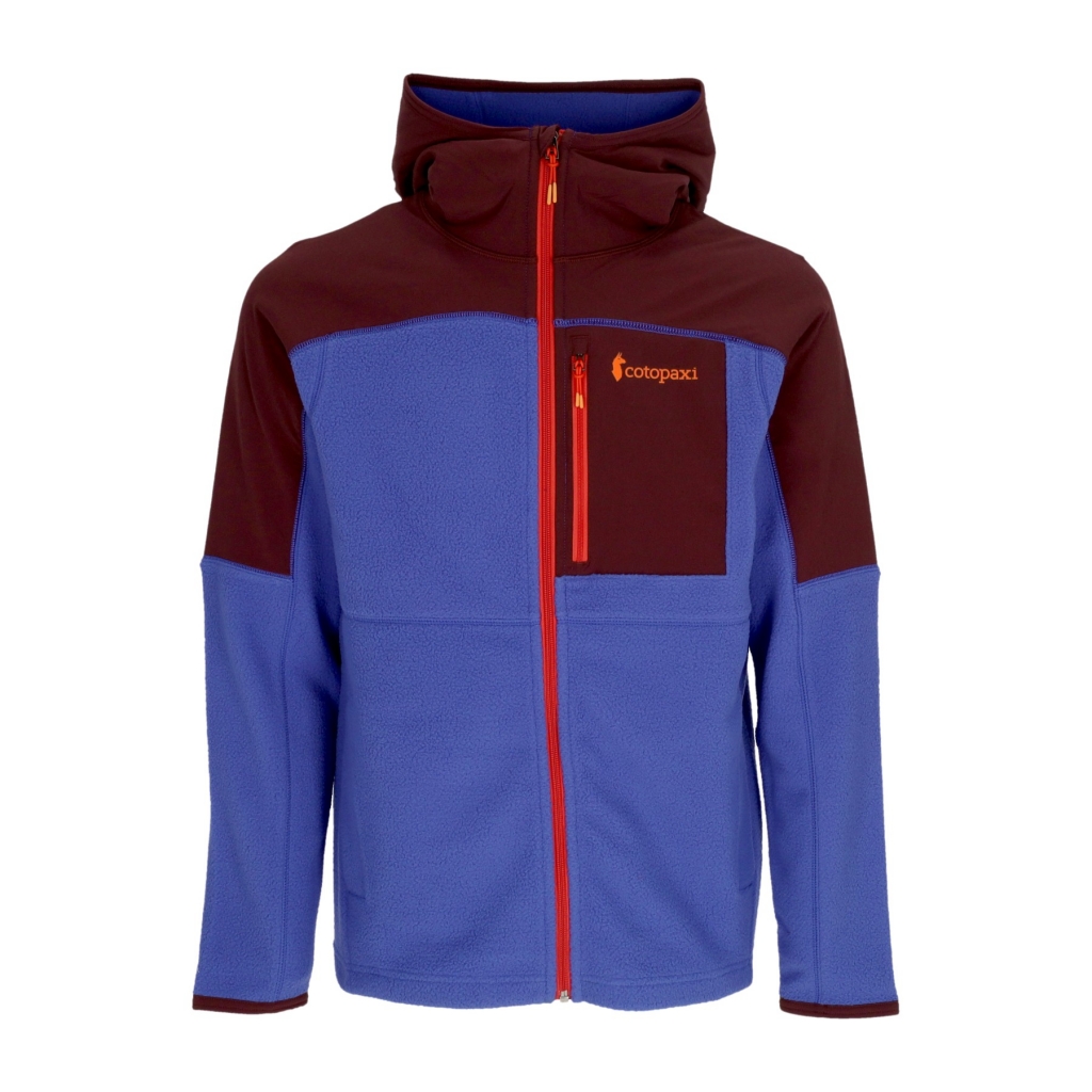 giubbotto pile uomo abrazo fleece hoodie full-zip jacket WINE/BLUE VIOLET