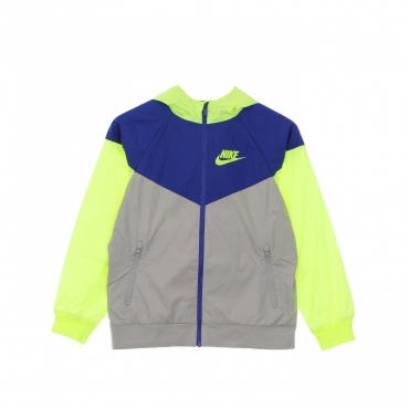 giacca a vento bambino windrunner jacket hooded LIGHT SMOKE GREY/GAME ROYAL/VOLT/VOLT