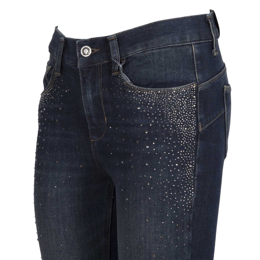 Special Jeans In Blue Denim With Rhinestones 77887denblu