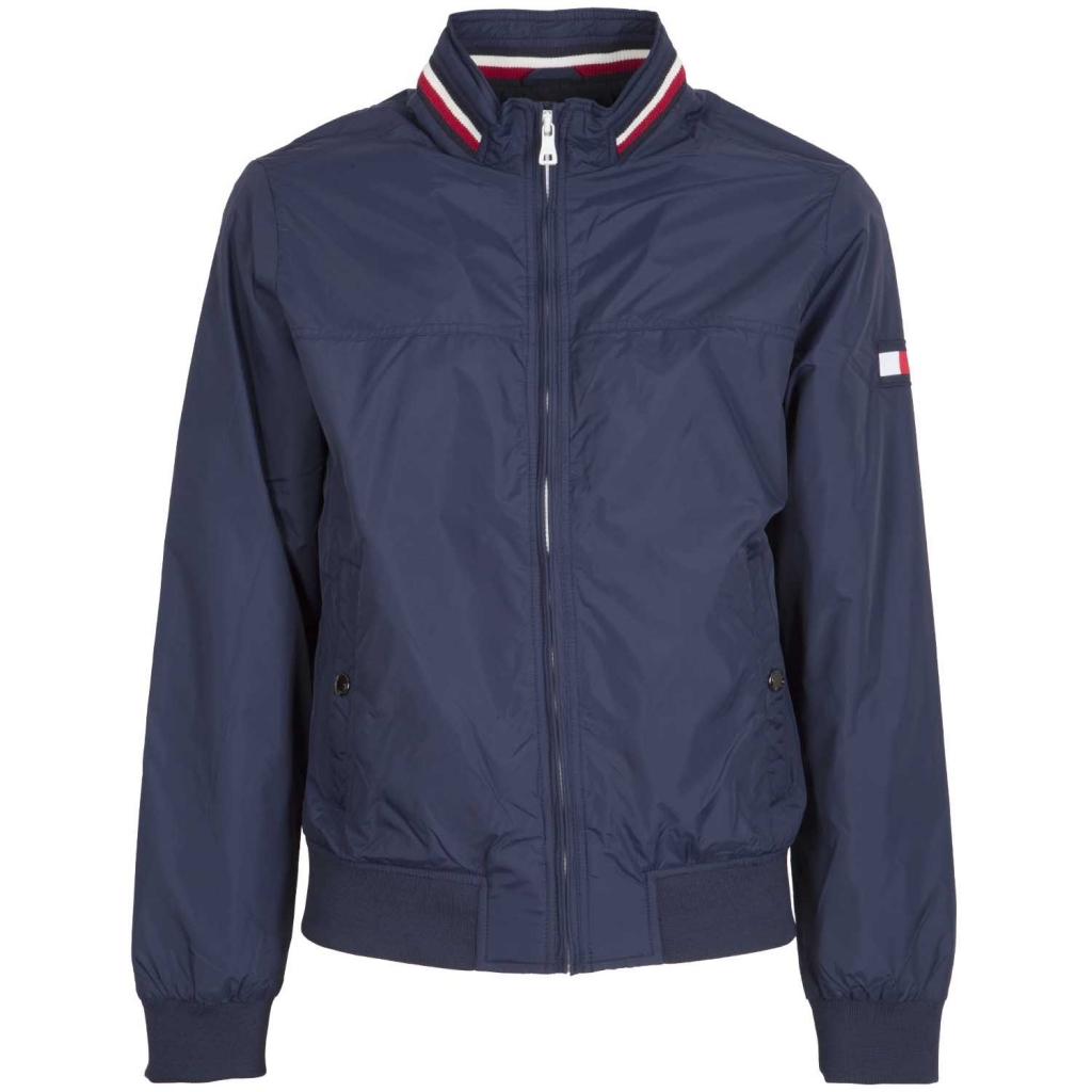 TOMMY HILFIGER - Bomber Blu In Nylon 416NAVYBLAZE - Giacche E Cappo ...