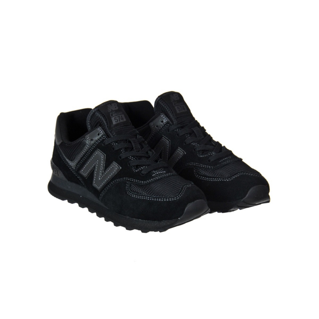 New Balance Men's Shoes 574 Suede Mesh Lifestyle Ete ETE TRIPLE BLACK ...